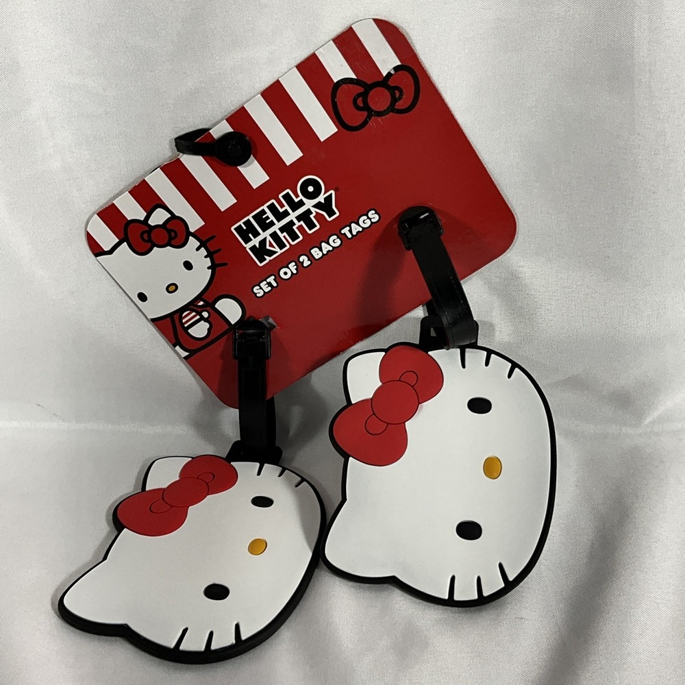 Hello Kitty Head 2-Piece White Luggage Tag Set